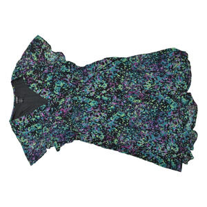 Lane Bryant Plus Size 28 Green Purple Abstract Chiffon Short Sleeve Dress Polyes